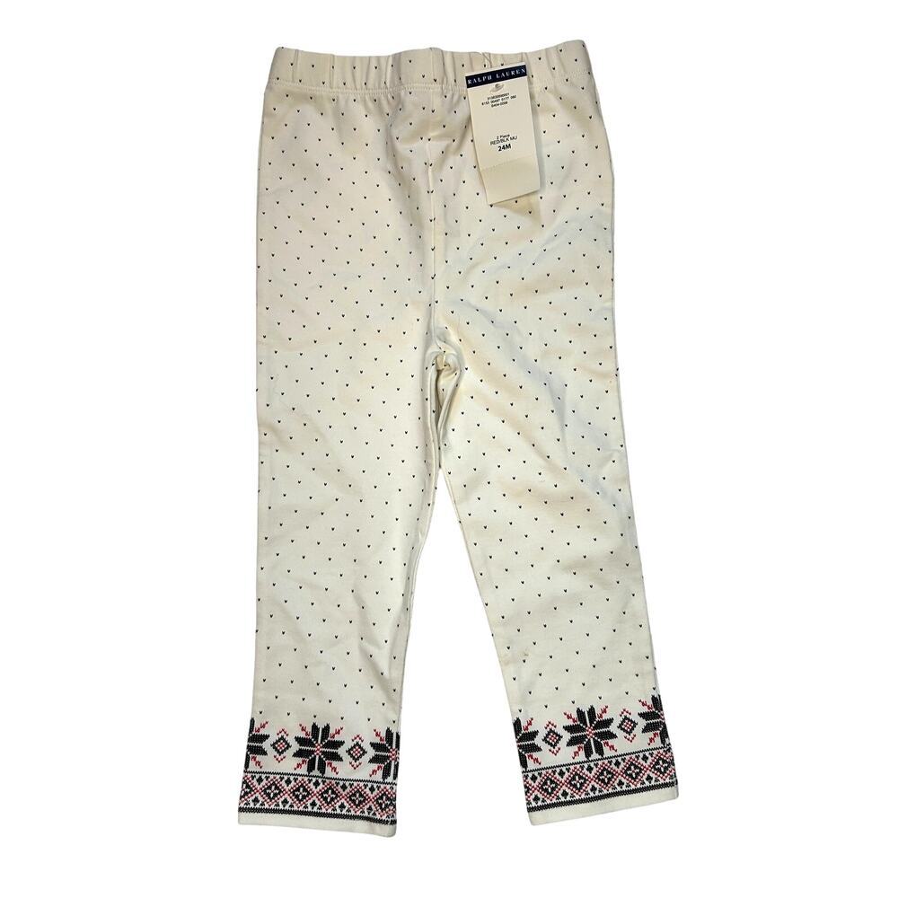 NWT Ralph Lauren Baby Girls Heart Fair Isle Leggings Size 24M